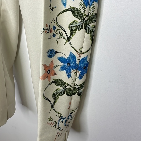 H&M off white floral birds side print elastic waist pants - Picture 3 of 10